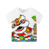 New Fashion China Style Lion Dance Boys T-Shirt Summer Short Sleeve-TB00956-Veeddydropshipping